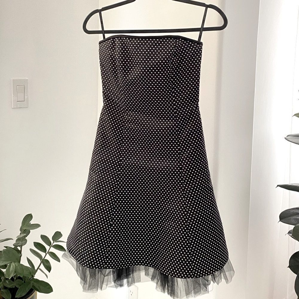 Jessica McClintock for Gunne Sax Polka Dot Prom Formal Black White Dress, Size 3
